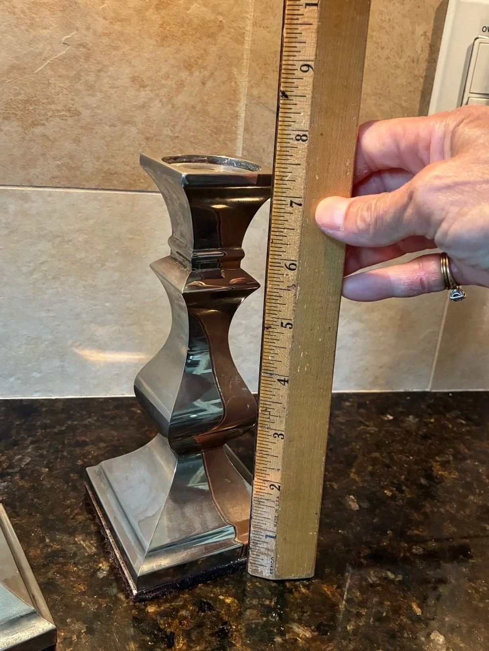 Source Unknown Mirrored Silver Taper Candle Holders - Pair